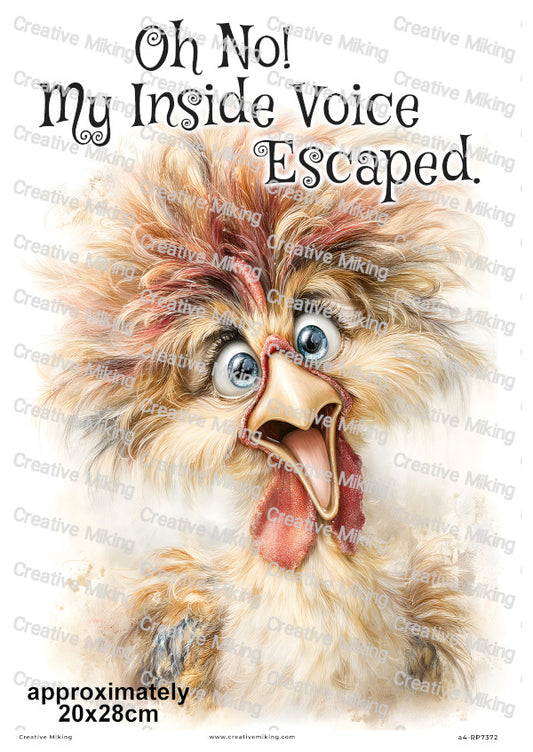 Chicken Funny Decoupage Rice Paper | RP7372