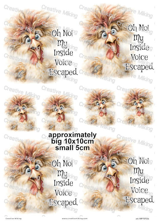 Chicken Funny Decoupage Rice Paper | RP7372b