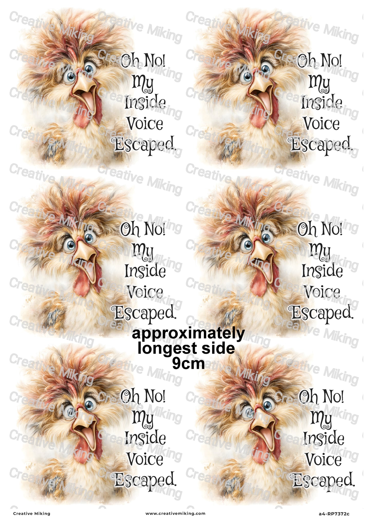 Chicken Funny Decoupage Rice Paper | RP7372c