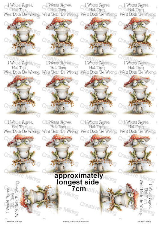 Frog On Mushroom Funny Decoupage Rice Paper | RP7376b