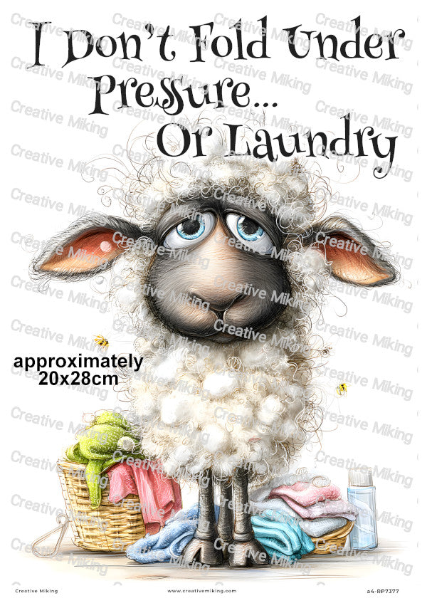 Sheep Laundry Day Funny Decoupage Rice Paper | RP7377