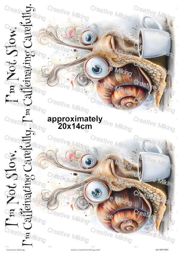 Coffee Snail Funny Decoupage Rice Paper | RP7381