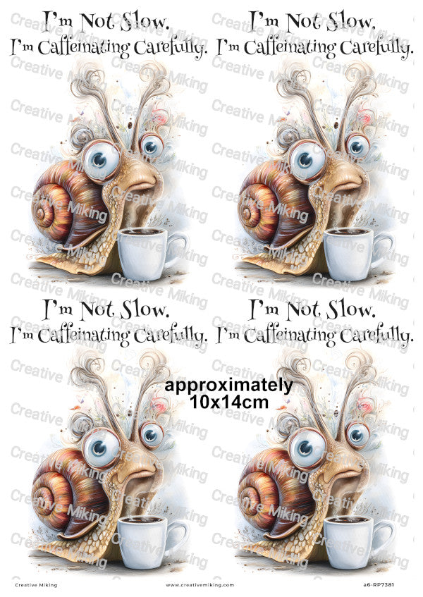 Coffee Snail Funny Decoupage Rice Paper | RP7381