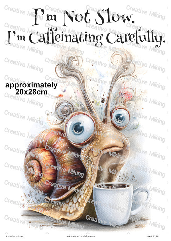 Coffee Snail Funny Decoupage Rice Paper | RP7381