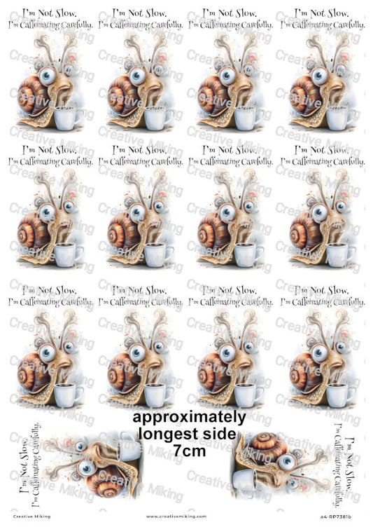 Coffee Snail Funny Decoupage Rice Paper | RP7381b