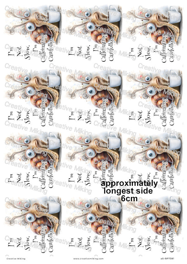 Coffee Snail Funny Decoupage Rice Paper | RP7381d