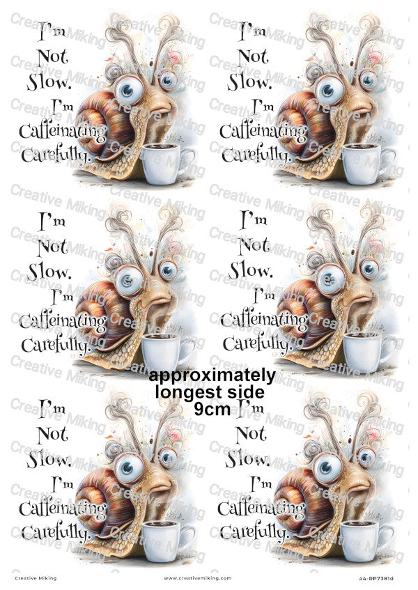 Coffee Snail Funny Decoupage Rice Paper | RP7381d