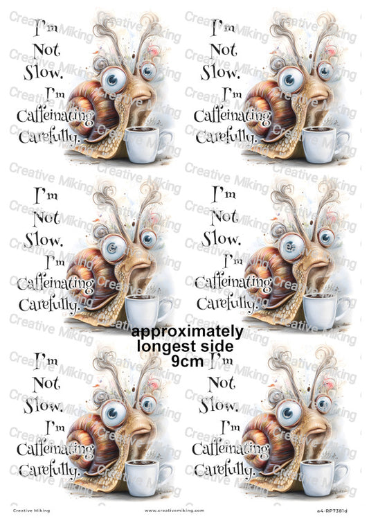 Coffee Snail Funny Decoupage Rice Paper | RP7381d