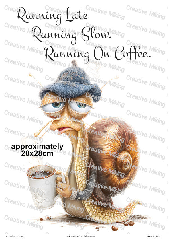 Coffee Snail Funny Decoupage Rice Paper | RP7382