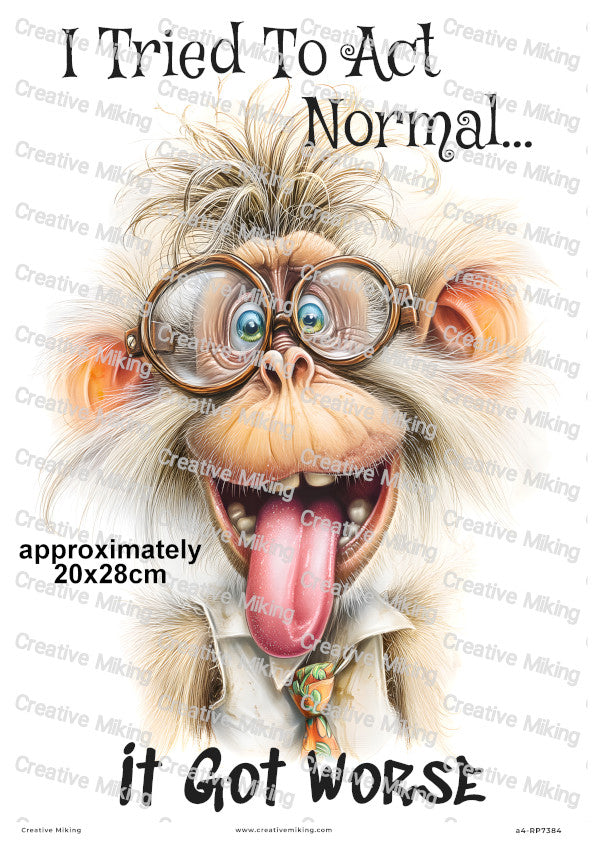 Silly Monkey Funny Decoupage Rice Paper | RP7384