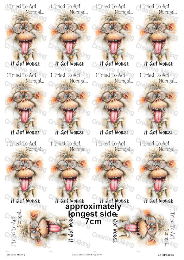 Silly Monkey Funny Decoupage Rice Paper | RP7384b