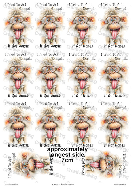 Silly Monkey Funny Decoupage Rice Paper | RP7384b