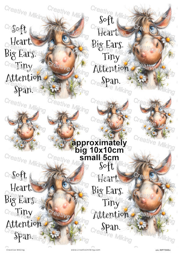 Horse With Daisies Funny Decoupage Rice Paper | RP7385c