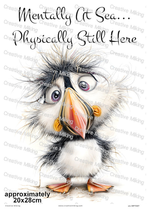 Frazzled Puffin Funny Decoupage Rice Paper | RP7387