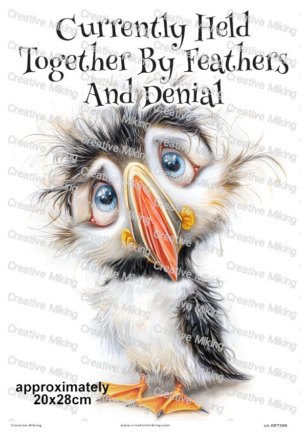 Frazzled Puffin Funny Decoupage Rice Paper | RP7388