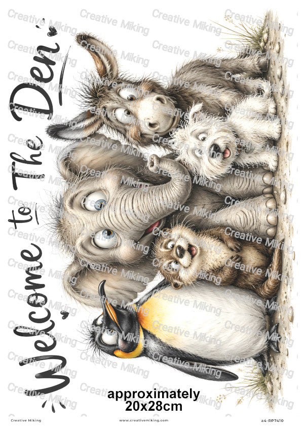 Funny Animal Family Decoupage Rice Paper | RP7410
