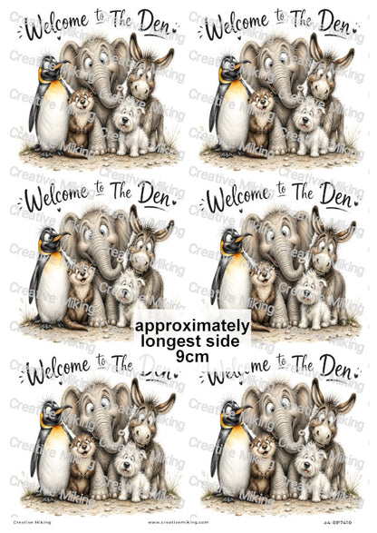 Funny Animal Family Decoupage Rice Paper | RP7410b