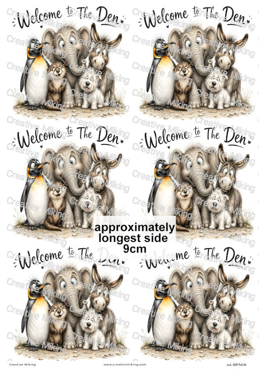 Funny Animal Family Decoupage Rice Paper | RP7410b