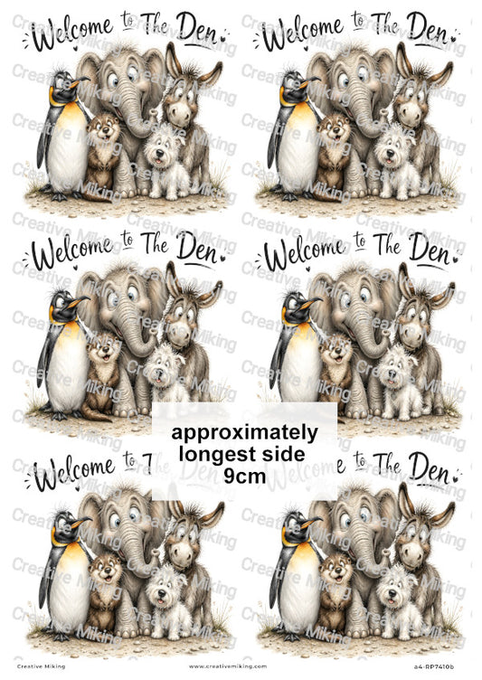 Funny Animal Family Decoupage Rice Paper | RP7410b