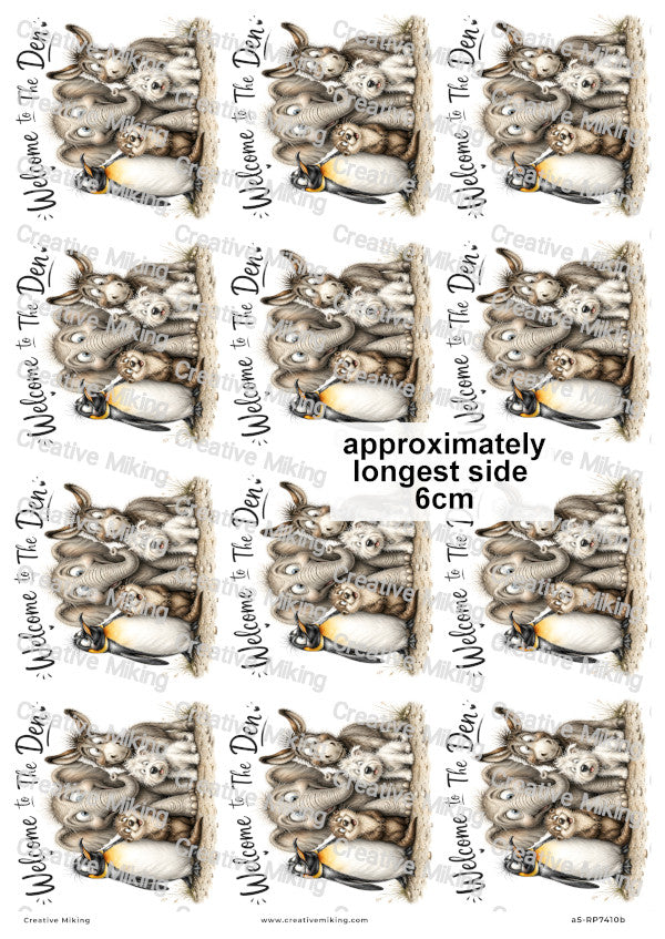 Funny Animal Family Decoupage Rice Paper | RP7410b