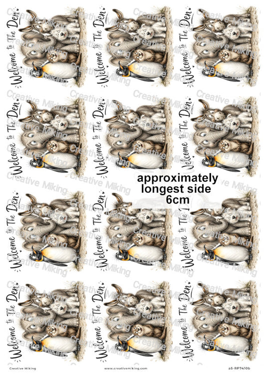Funny Animal Family Decoupage Rice Paper | RP7410b