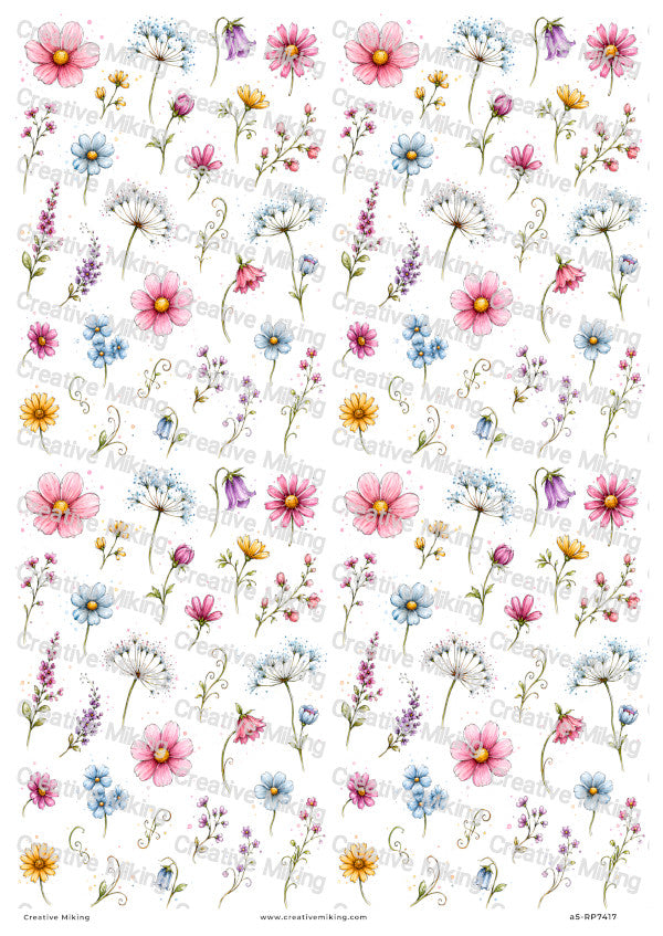 Small Wildflower Elements Decoupage Rice Paper | RP7417