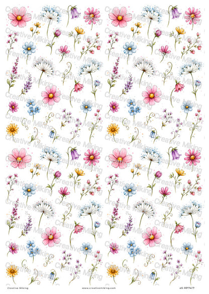 Small Wildflower Elements Decoupage Rice Paper | RP7417