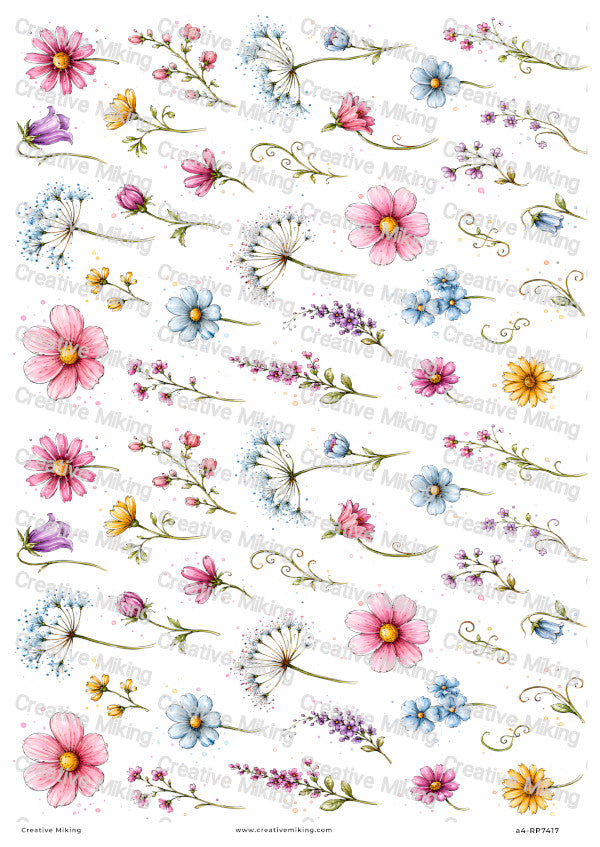 Small Wildflower Elements Decoupage Rice Paper | RP7417