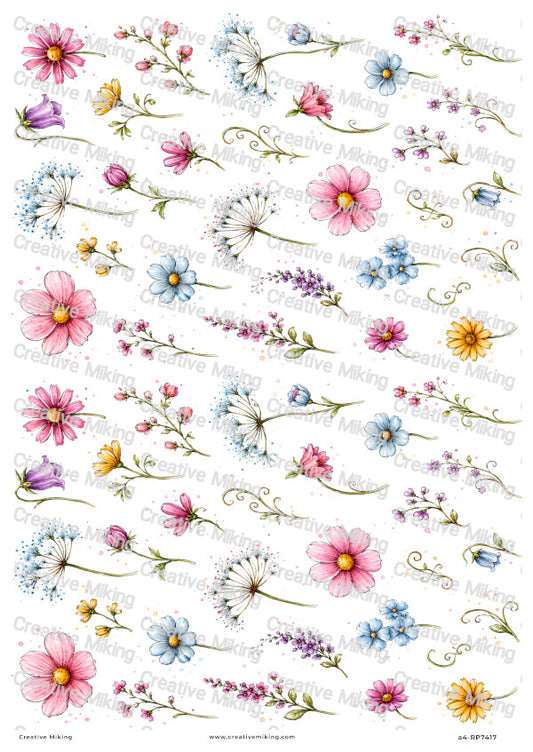 Small Wildflower Elements Decoupage Rice Paper | RP7417