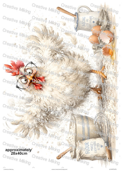 Chicken Baking Funny Decoupage Rice Paper | RP7479