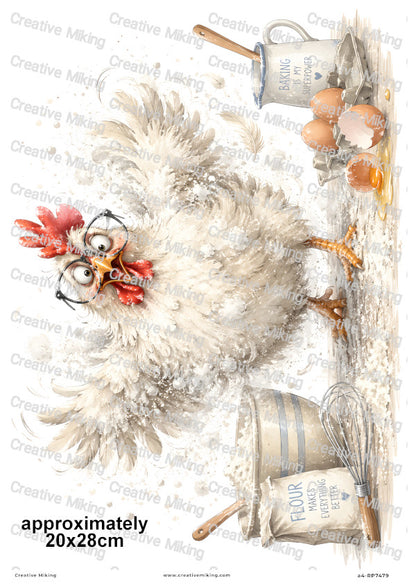 Chicken Baking Funny Decoupage Rice Paper | RP7479