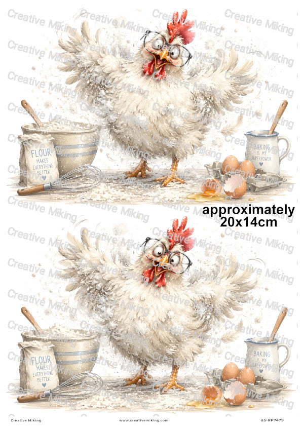 Chicken Baking Funny Decoupage Rice Paper | RP7479