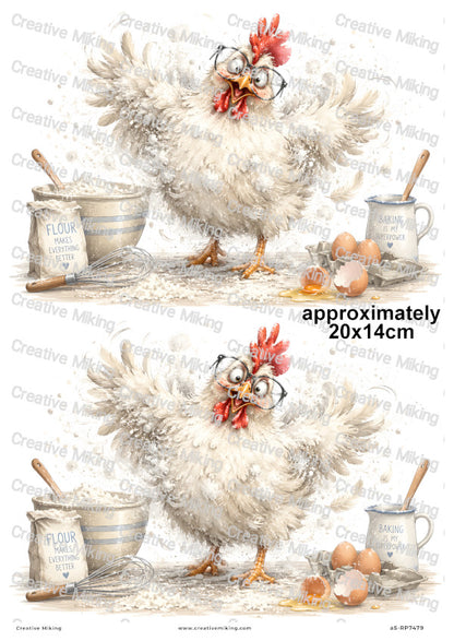 Chicken Baking Funny Decoupage Rice Paper | RP7479