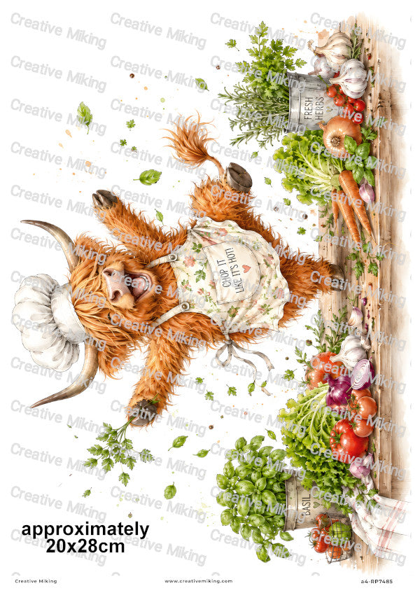 Highland Cow Chef Funny Decoupage Rice Paper | RP7485