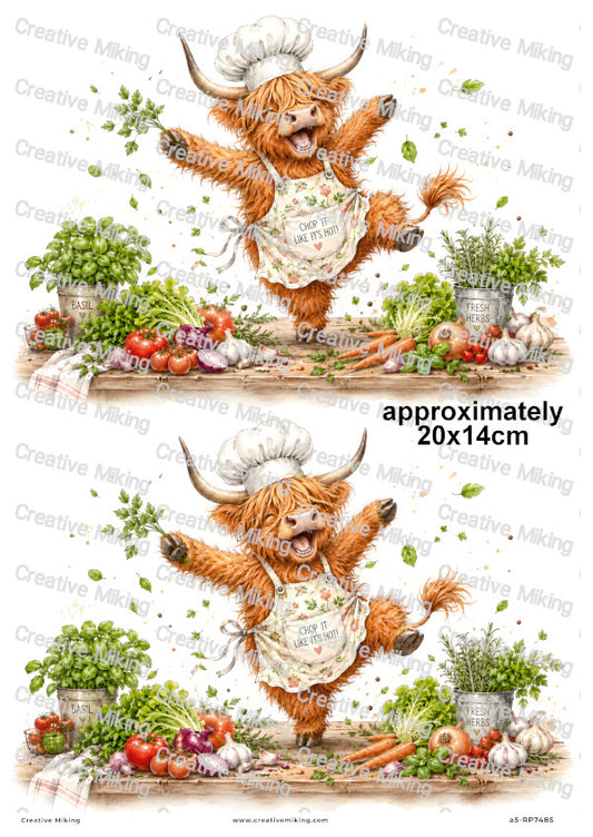 Highland Cow Chef Funny Decoupage Rice Paper | RP7485