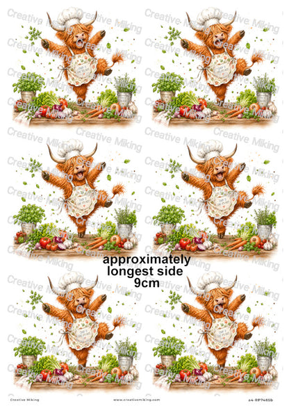 Highland Cow Chef Funny Decoupage Rice Paper | RP7485b
