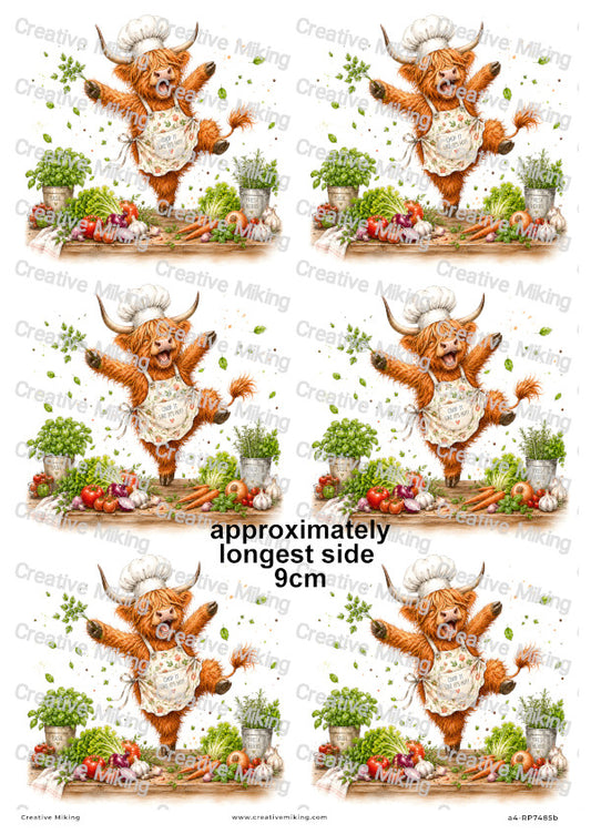 Highland Cow Chef Funny Decoupage Rice Paper | RP7485b