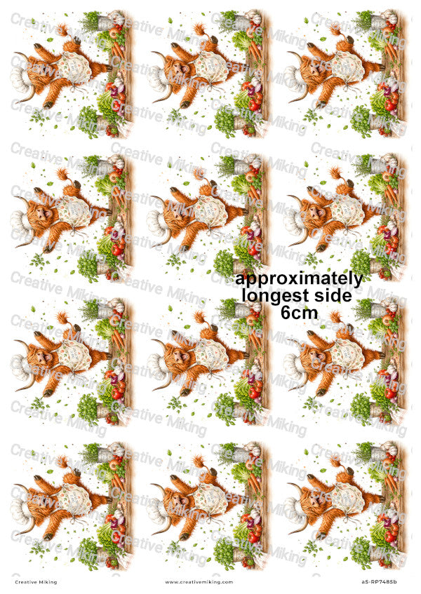 Highland Cow Chef Funny Decoupage Rice Paper | RP7485b