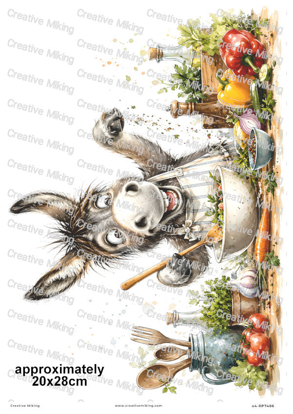 Donkey Cooking Funny Decoupage Rice Paper | RP7486