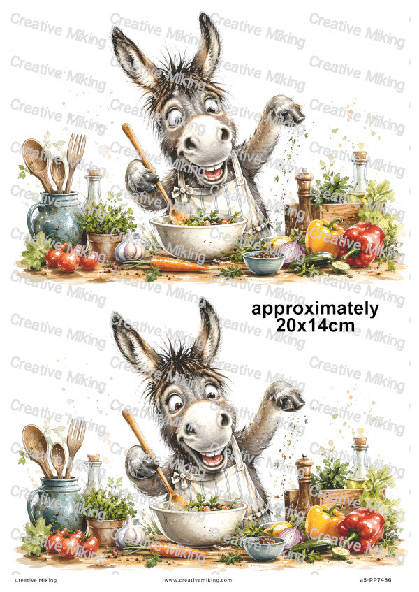 Donkey Cooking Funny Decoupage Rice Paper | RP7486