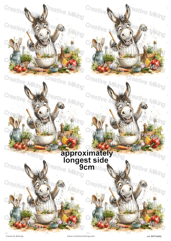 Donkey Cooking Funny Decoupage Rice Paper | RP7486b