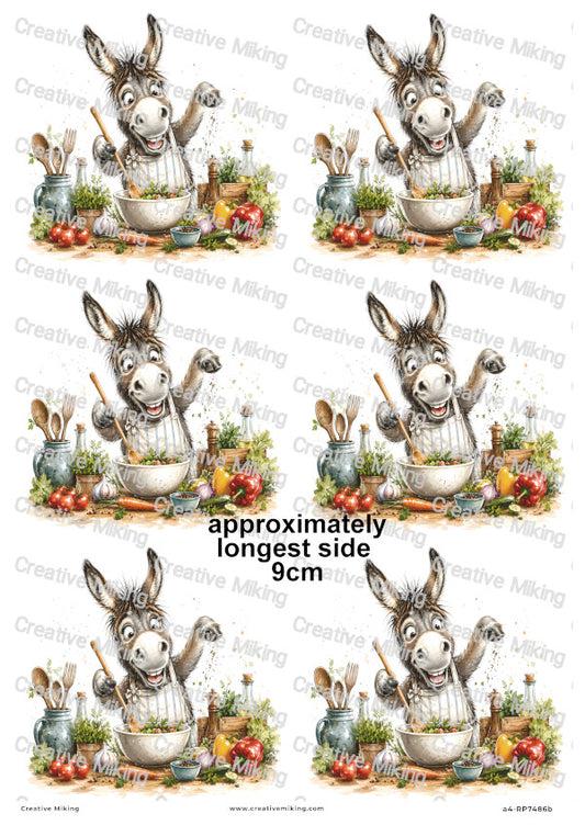 Donkey Cooking Funny Decoupage Rice Paper | RP7486b