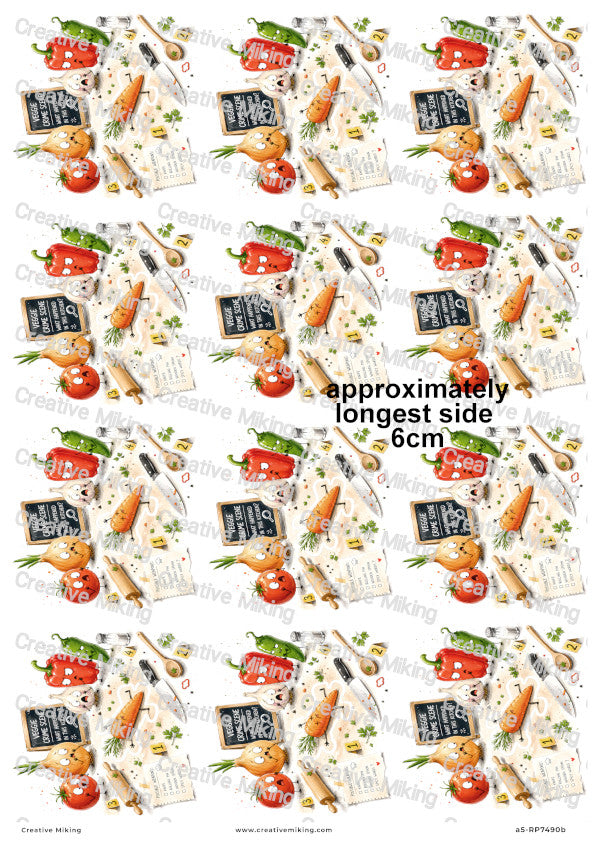 Vegetable Crime Scene Funny Decoupage Rice Paper | RP7490b