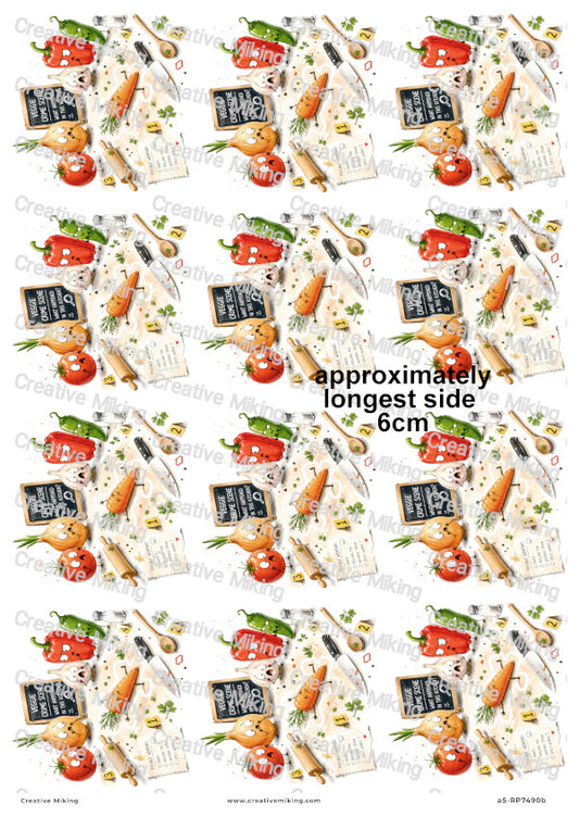 Vegetable Crime Scene Funny Decoupage Rice Paper | RP7490b