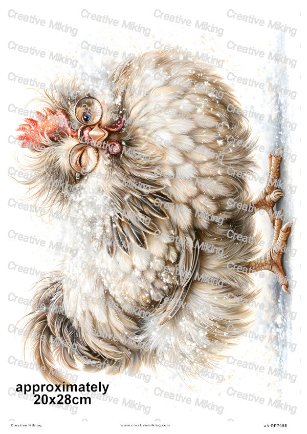 Fluffy Chicken Covered In Flour Funny Decoupage Rice Paper | RP7495