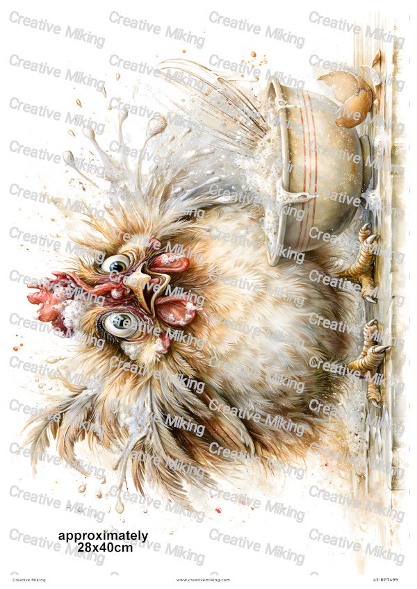 Chicken Baking Disaster Funny Decoupage Rice Paper | RP7499