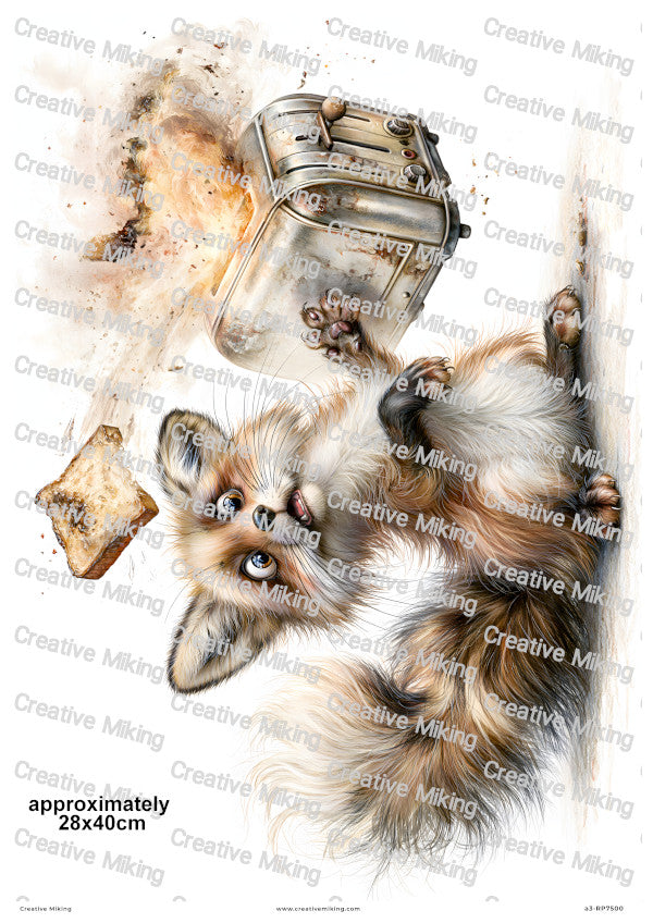 Fox With Burnt Toast Funny Decoupage Rice Paper | RP7500