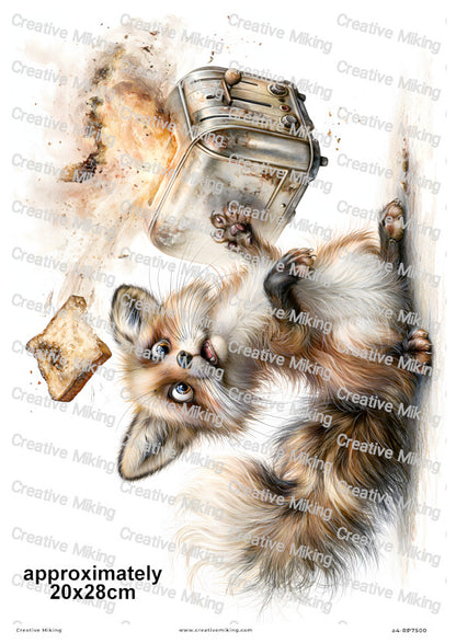 Fox With Burnt Toast Funny Decoupage Rice Paper | RP7500