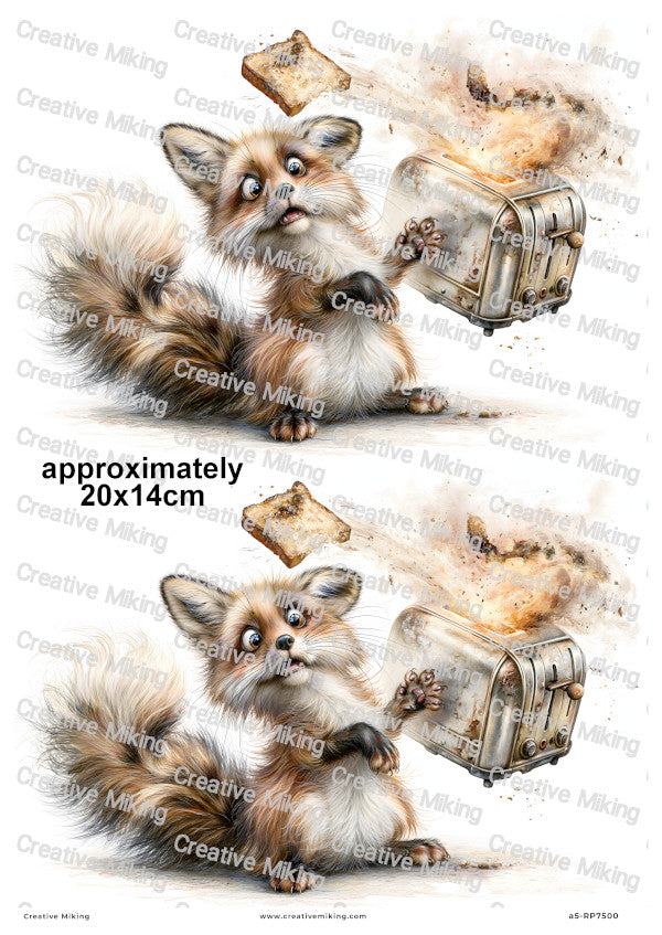 Fox With Burnt Toast Funny Decoupage Rice Paper | RP7500