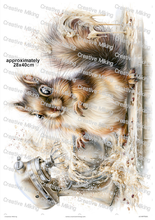 Squirrel Baking Disaster Funny Decoupage Rice Paper | RP7502